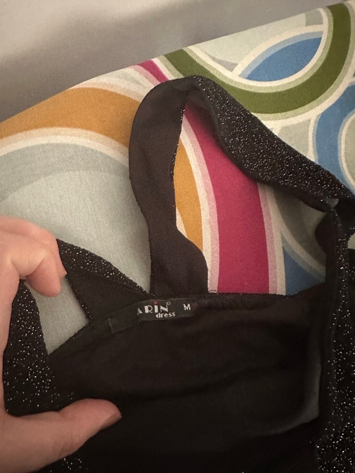 Siyah simli uzun abiye - Görsel 5