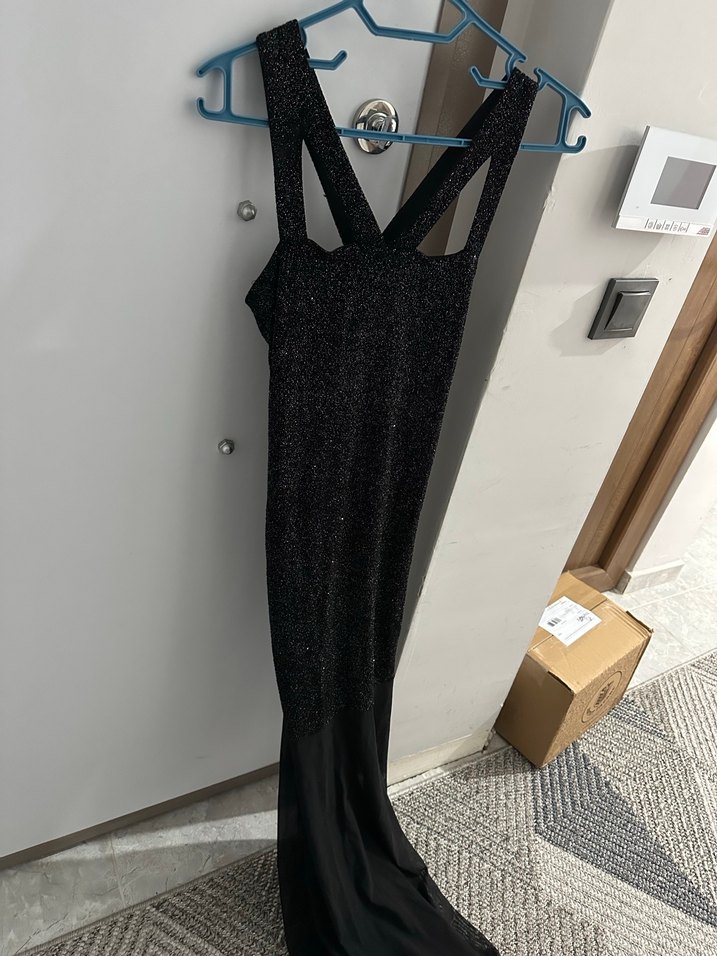 Siyah simli uzun abiye - Görsel 4