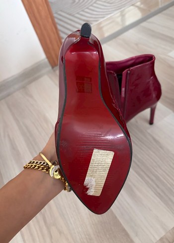 39 Beden bordo Renk Bordo Rugan Stiletto Bot