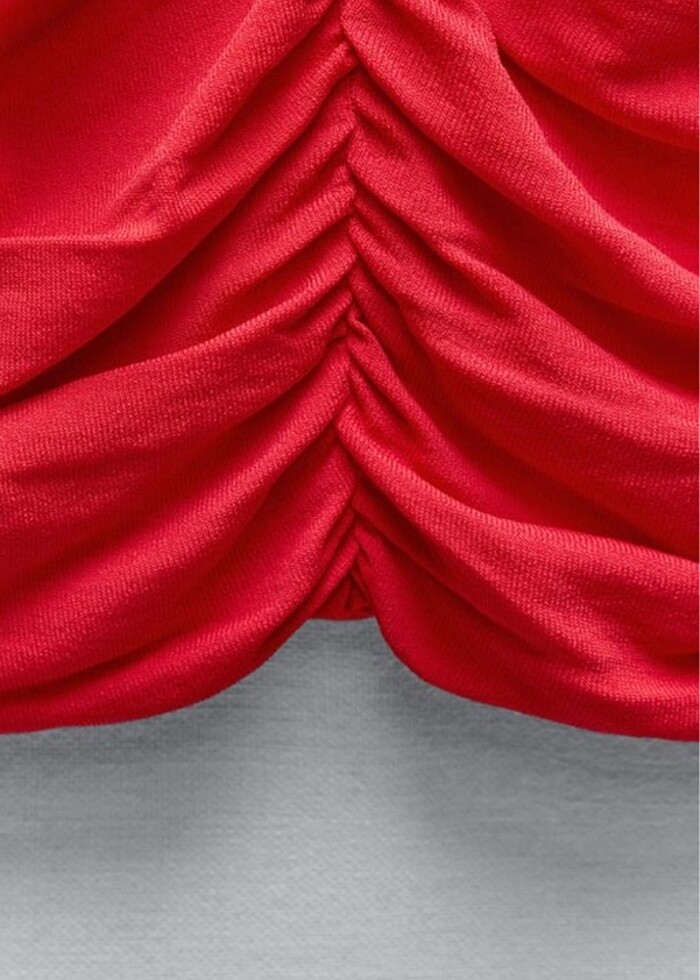 Zara Asimetrik Drapeli Triko Elbise - Görsel 4