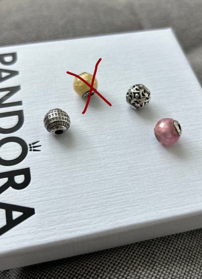Pandora Pembe ve Gri Boncuklu Kadın Charm - Görsel 2