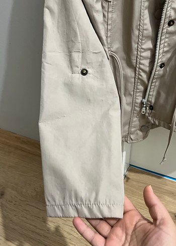 Düğmeli Bej Midi Kadın Ceket - Görsel 4