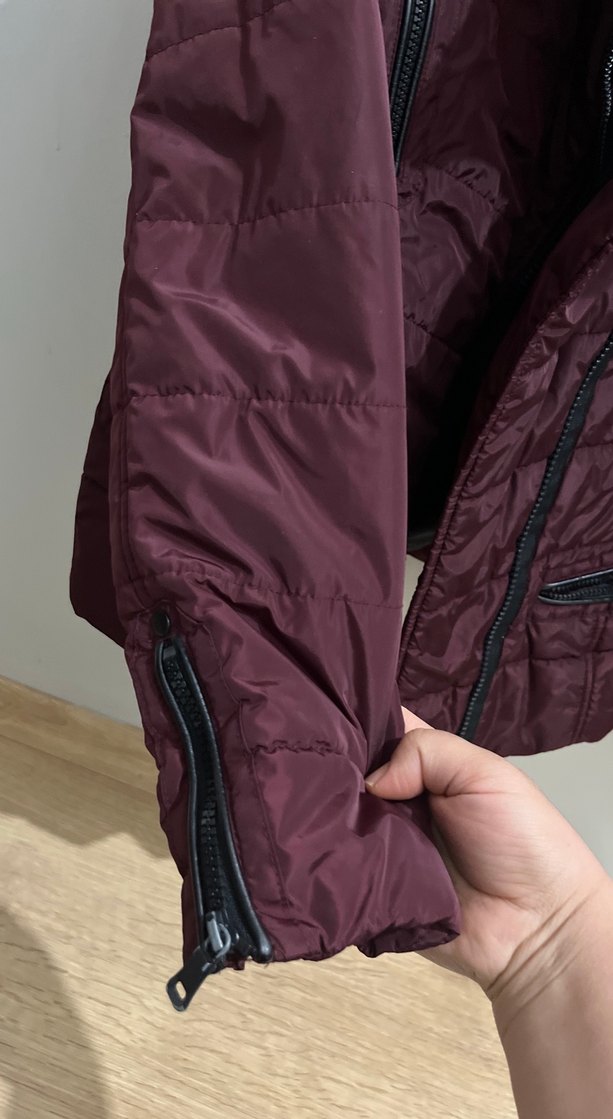 Bordo Kadın Fermuarlı mont - Görsel 4