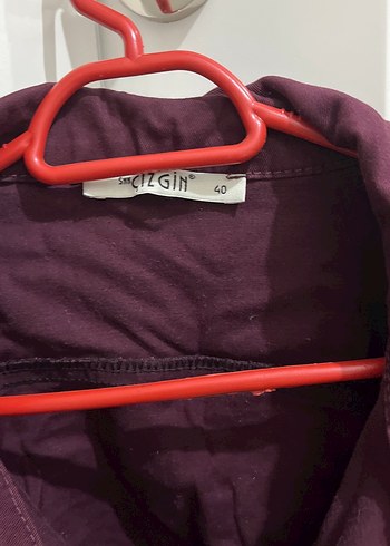 Bordo Düğmeli Kadın Kot Ceket - Görsel 2