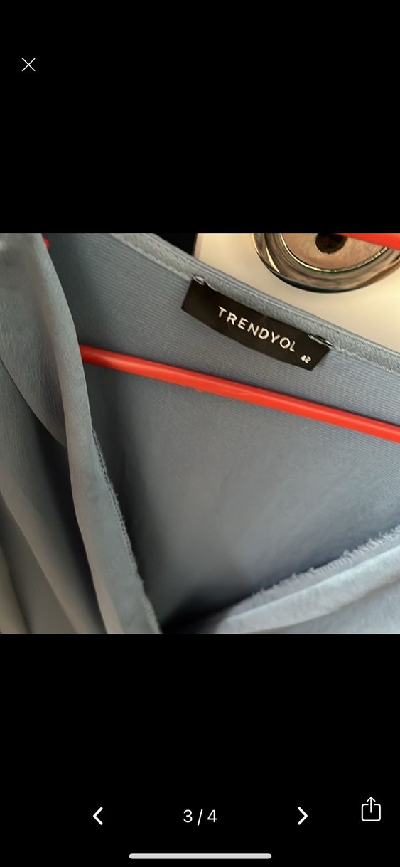 Çıtçıtlı zıbınlı Mavi Saten kravuze Bluzu - Görsel 2