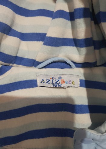 Azizbebe 18M Çocuk Fermuarlı Mavi Çizgili Ceket