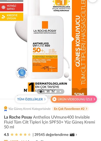 La Roche Posay Anthelios UVmune400 SPF50+ Yüz Güneş Kremi 50 ml