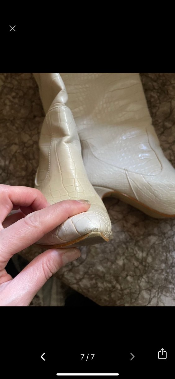 Bej  Kroko Dizaltı Topuklu Çizme - Görsel 5