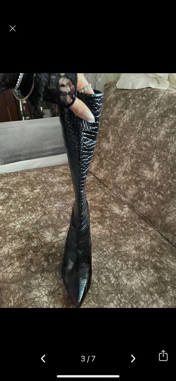 Modapigo Kroko Siyah Dizaltı Topuklu Çizme - Görsel 3