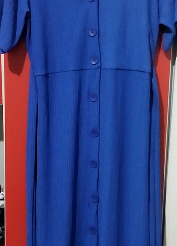 Trendyol & Milla Saks mavisi düğmeli kuşaklı elbise 