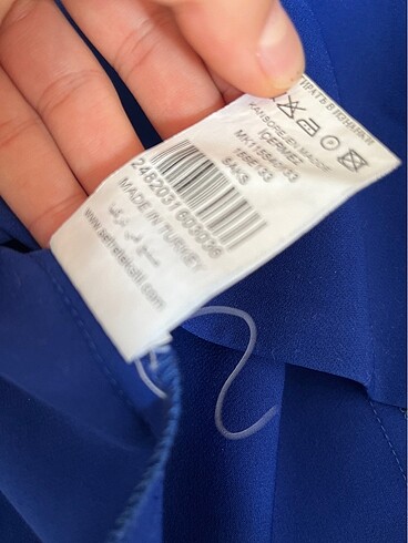 saks mavisi tek omuz elbise - Görsel 9