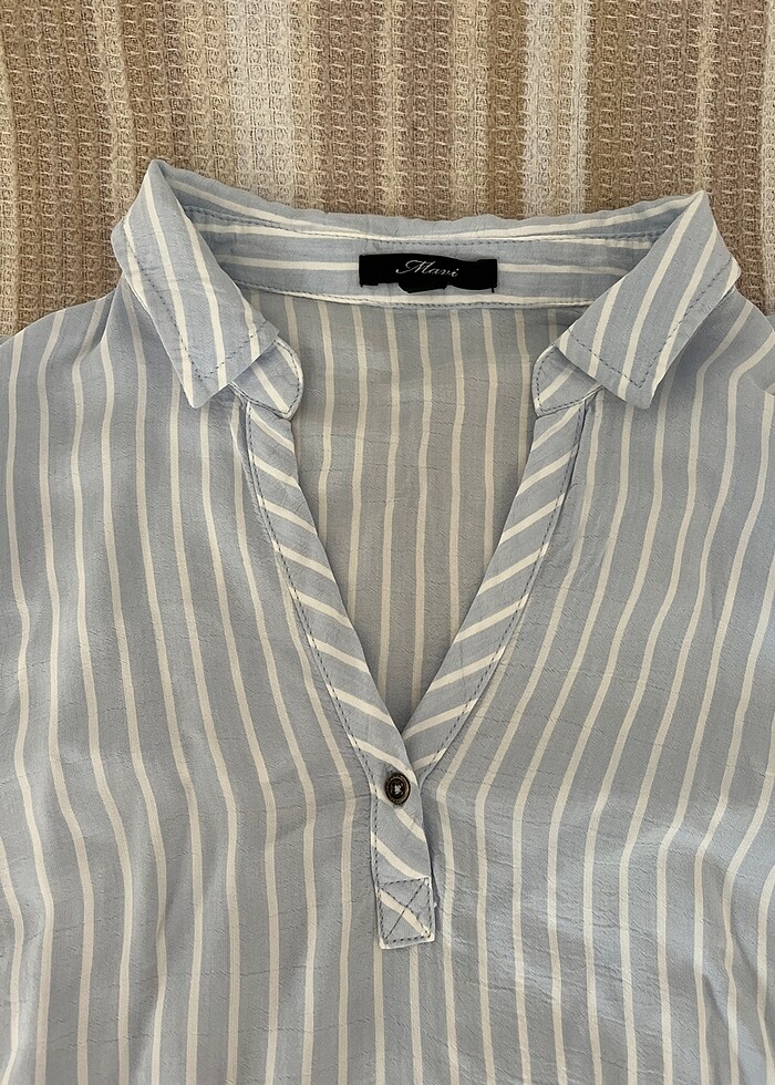 mavi cizgili gomlek - Görsel 3