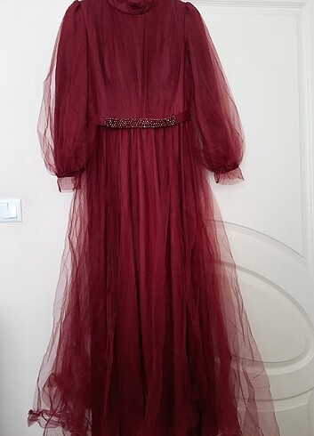 40 Beden bordo Renk Abiye elbise