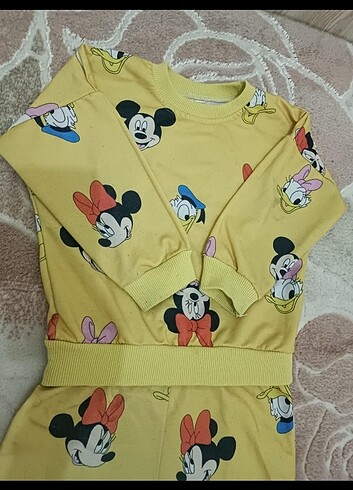 3 Yaş Beden sarı Renk Kız çocuk pijama takımı 