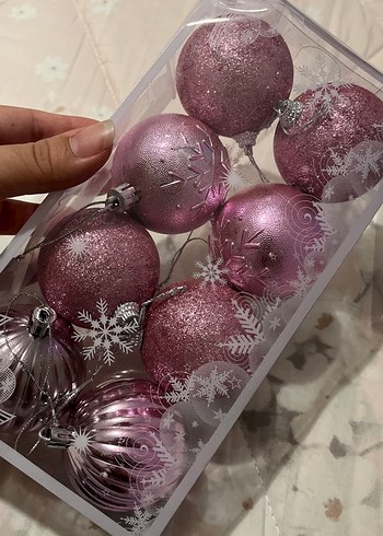 Pembe Yılbaşı Süsü Seti 8'li - Görsel 2