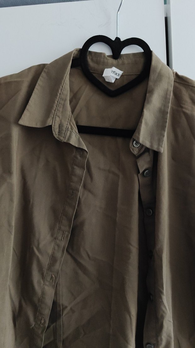 haki yeşili Kadın Gömlek, Düğmeli, - Görsel 3