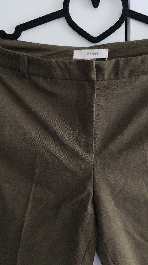 haki yeşili Kadın Kumaş Pantolon - Görsel 3