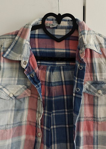 kareli Düğmeli, Uzun Kollu Kadın Gömlek - Görsel 3