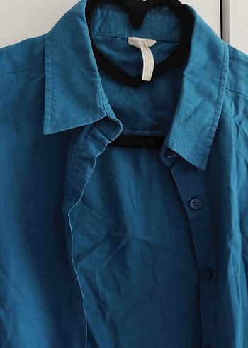 Lacivert Keten Kadın Gömlek - Görsel 3