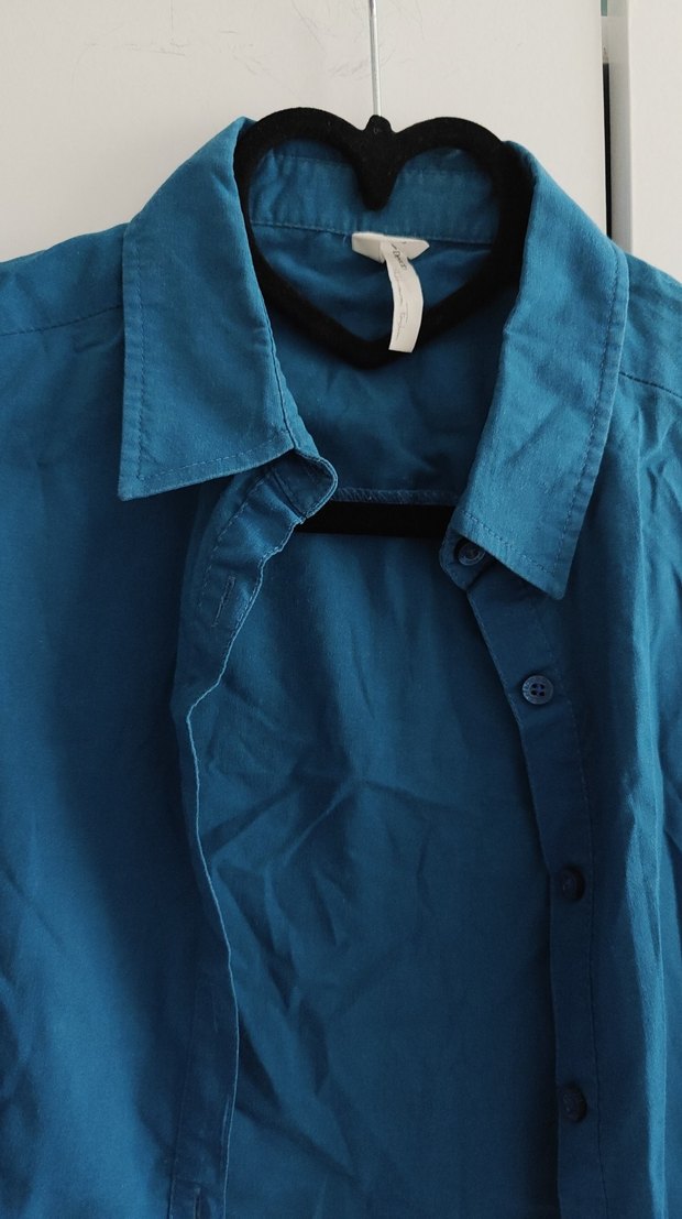 Lacivert Keten Kadın Gömlek - Görsel 3