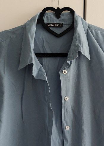 Mavi Uzun Kadın Gömlek - Görsel 3