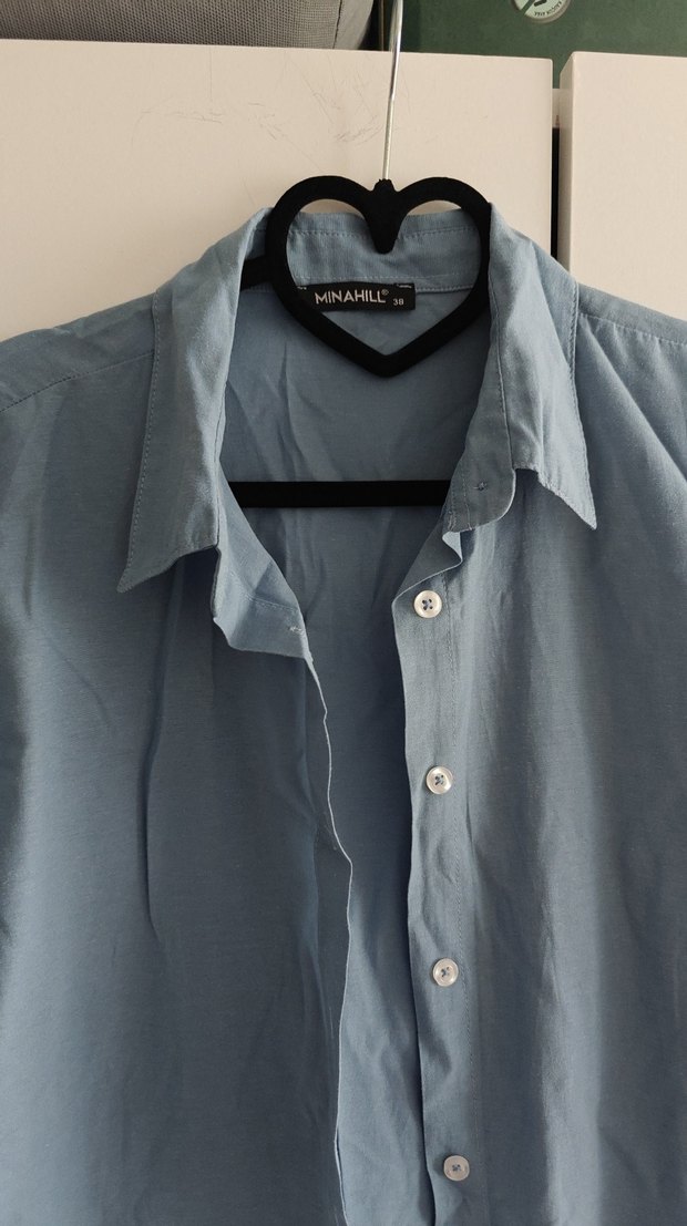 Mavi Uzun  Kadın Gömlek - Görsel 3