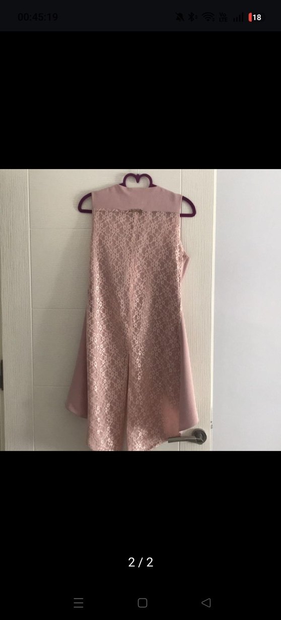 Pembe Kolsuz dantel detaylı yelek - Görsel 2