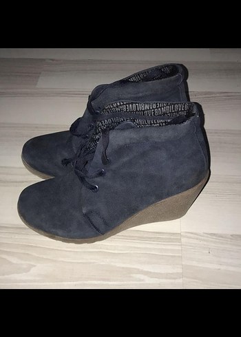 Kadın lacivert Süet Dolgu Topuklu Bot - Görsel 3