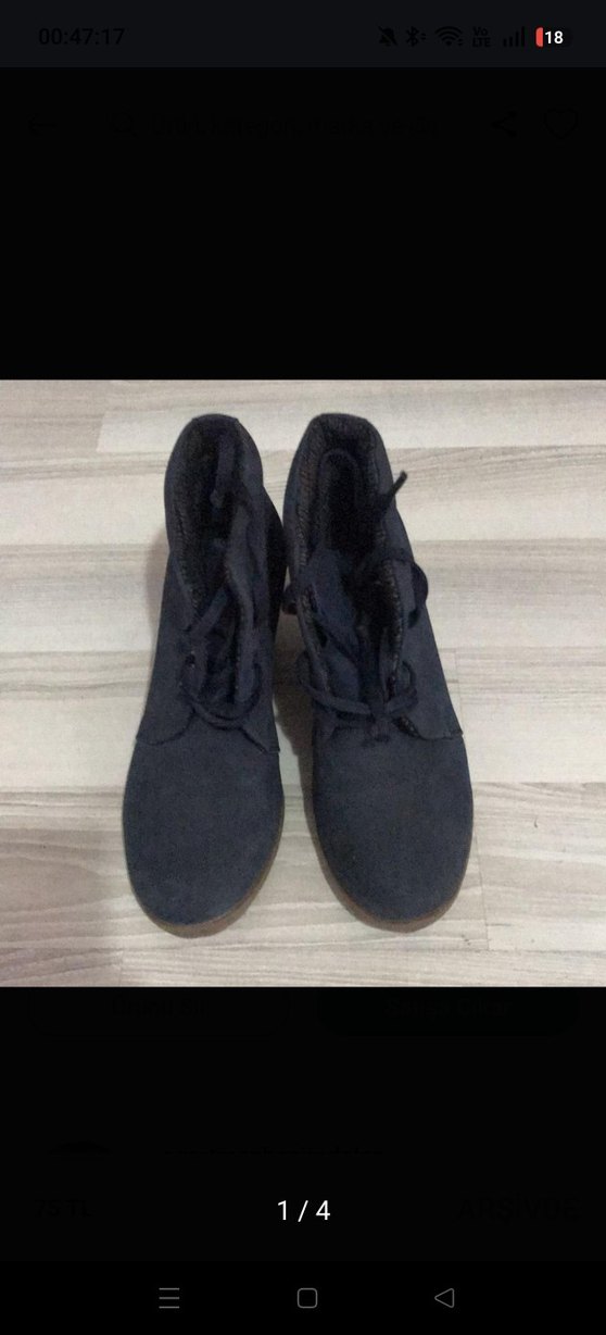 Kadın lacivert Süet Dolgu Topuklu Bot - Görsel 4