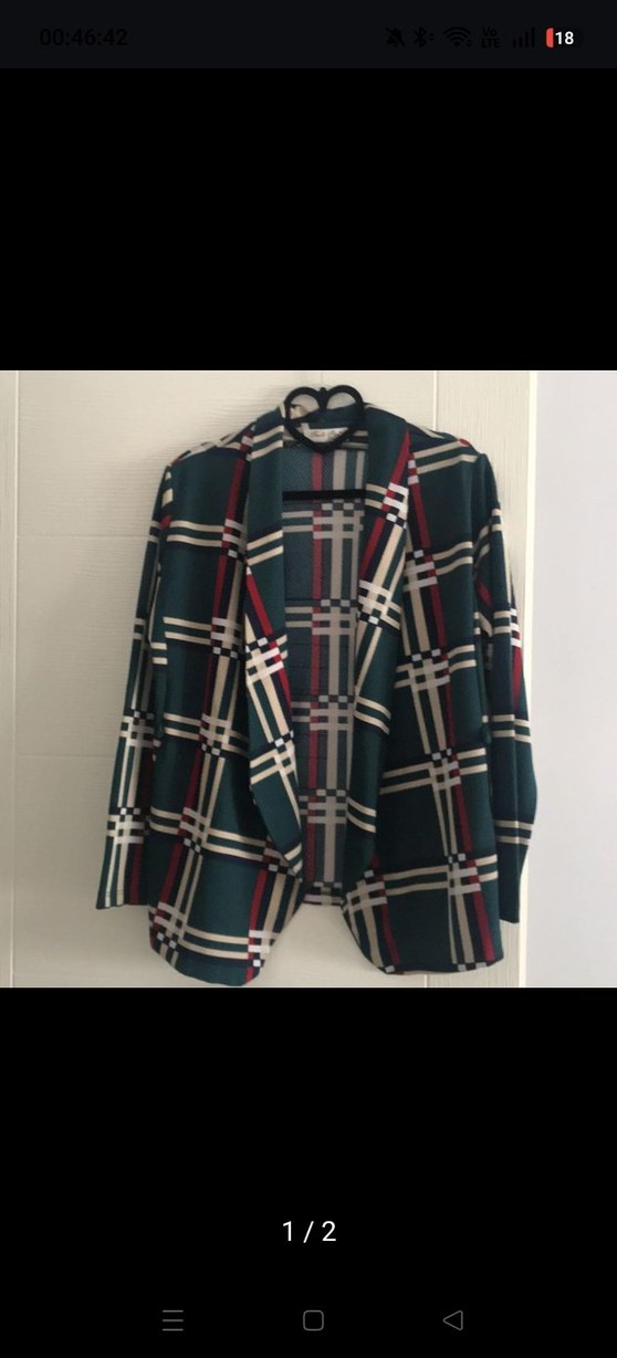 Ekose Desenli Kadın Blazer Ceket - Görsel 2