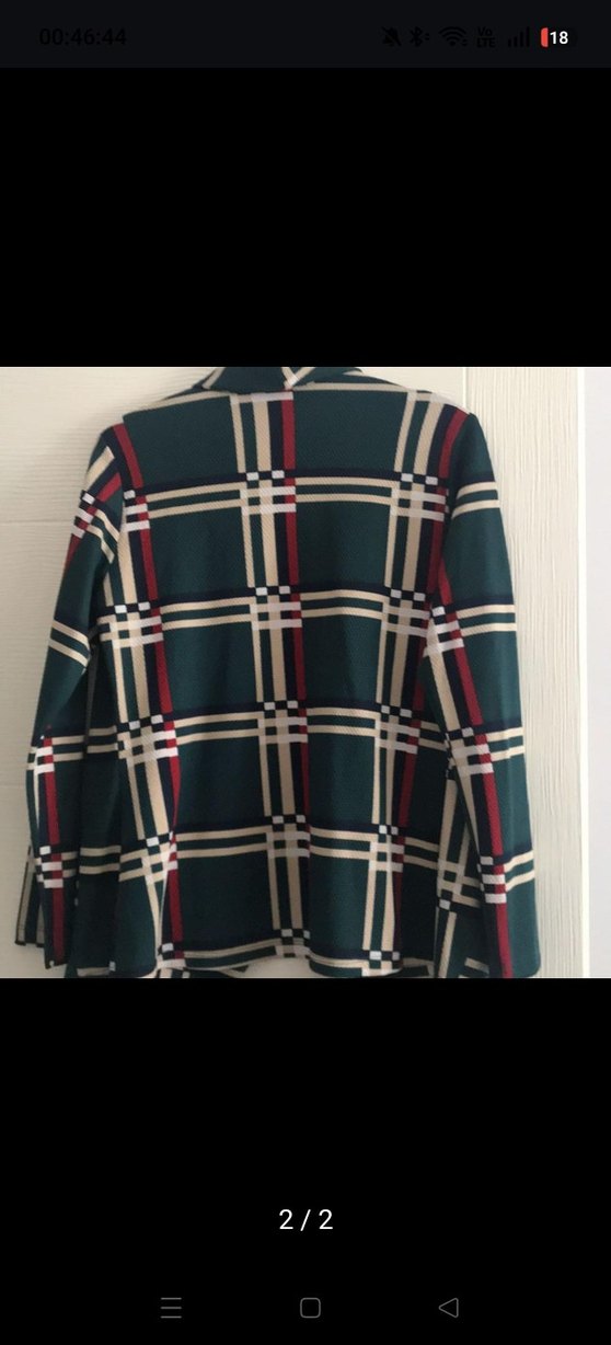 Ekose Desenli Kadın Blazer Ceket - Görsel 3