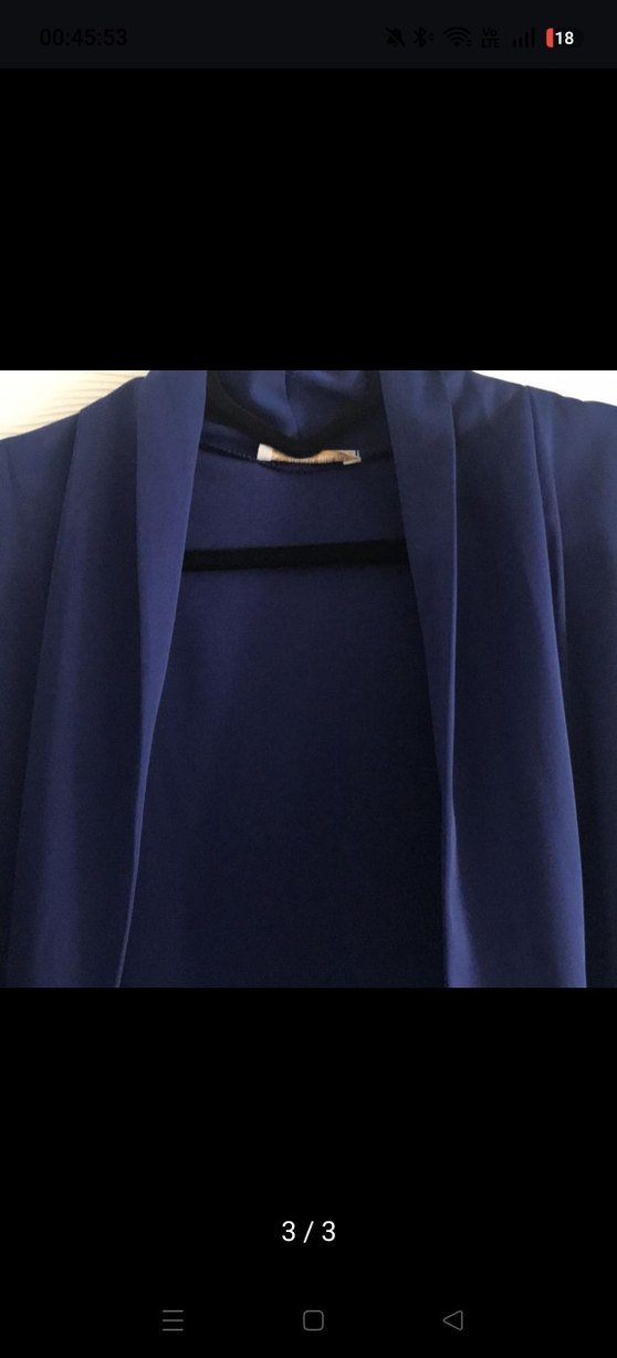 Uzun Kollarsız Mavi Kadın Yelek - Görsel 2