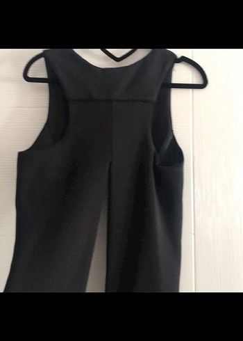 Siyah Drapeli V-Yaka Kolsuz Kadın yelek - Görsel 3