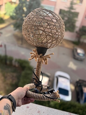 Beden camel Renk Hasır başlıklı abajur (İKİLİ FİYAT)