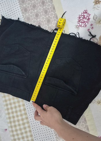 s Beden Siyah Mini Denim Etek Fermuarlı