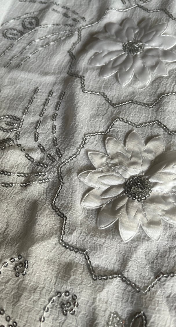 Bohem Gri Nakışlı Beyaz Masa Örtüsü - Görsel 2