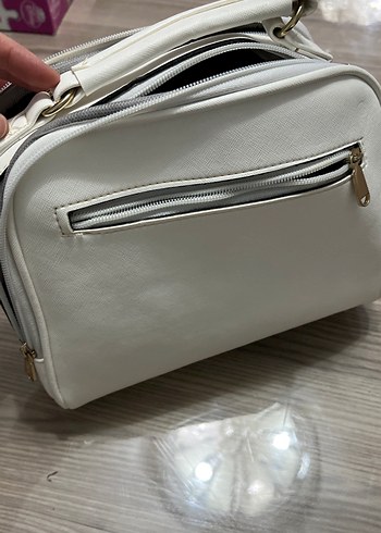 Beyaz Deri Kadın Çanta Tokalı as ak için kayış yok - Görsel 2