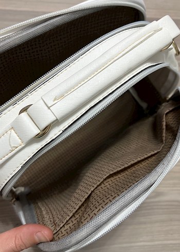 Beyaz Deri Kadın Çanta Tokalı as ak için kayış yok - Görsel 3