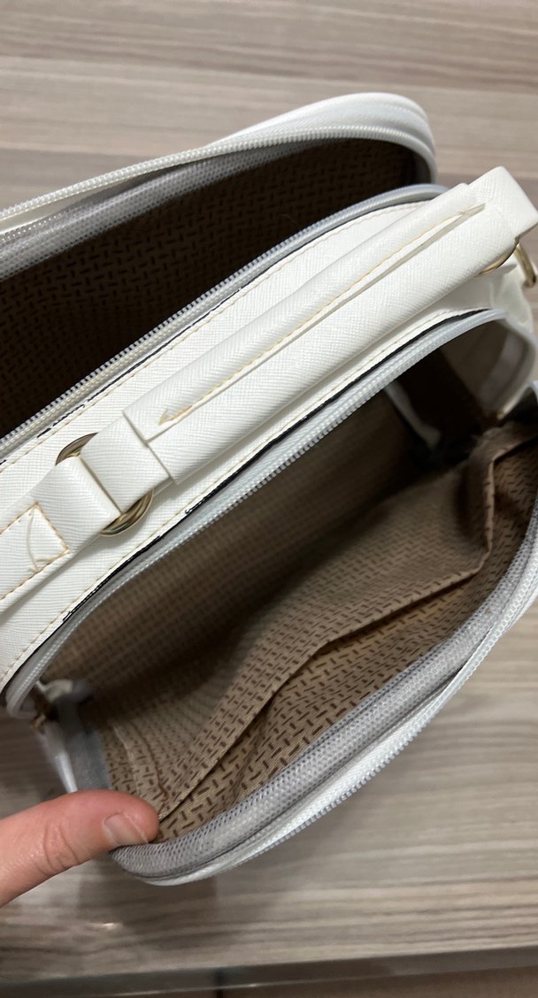 Beyaz Deri Kadın Çanta Tokalı as ak için kayış yok - Görsel 3