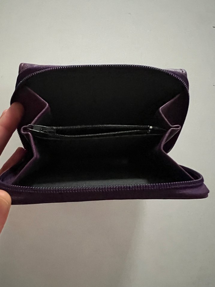Mor Deri Fermuarlı Kadın Cüzdanı - Görsel 3