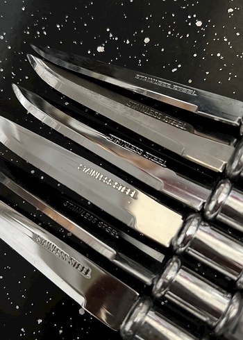 Çiçek Desenli Beyaz Bıçak Seti 6 lı - Görsel 2