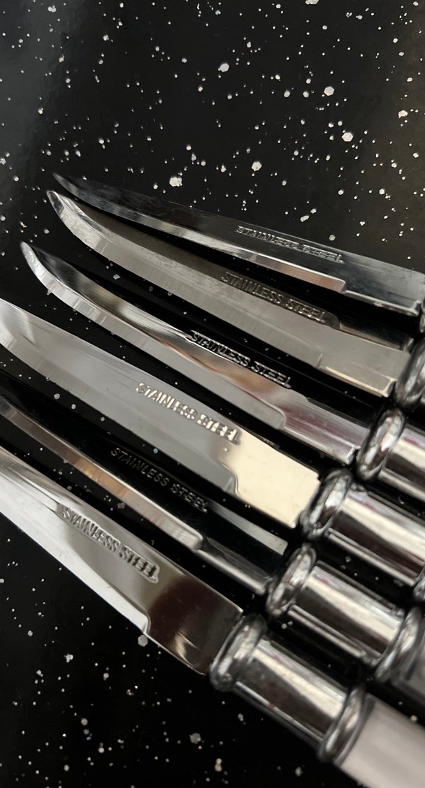 Çiçek Desenli Beyaz Bıçak Seti 6 lı - Görsel 2