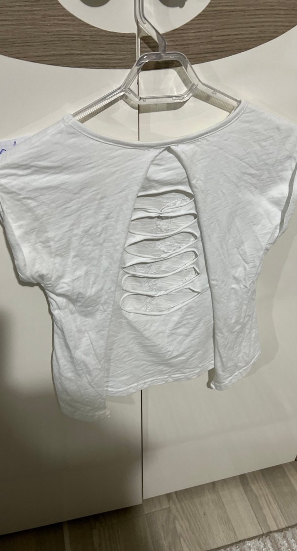 Kızlar için Payetli Beyaz Bohem Tişört - Görsel 3