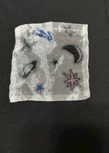 Siyah Oversize Kısa Kollu Baskılı Tişört - Görsel 3