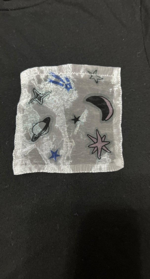 Siyah Oversize Kısa Kollu Baskılı Tişört - Görsel 3