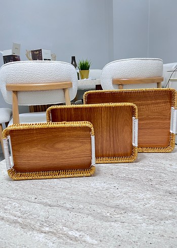 Bohem hasır Tepsi Seti - Görsel 2