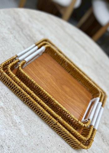 Bohem hasır Tepsi Seti - Görsel 3