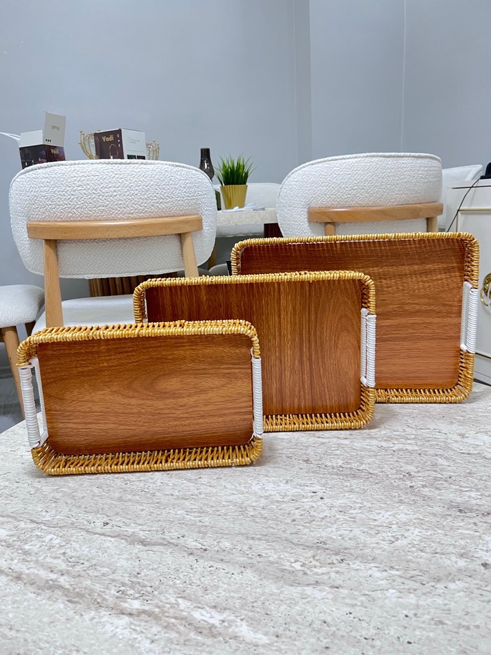Bohem hasır Tepsi Seti - Görsel 2