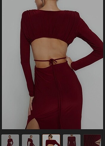 m Beden Bordo elbise