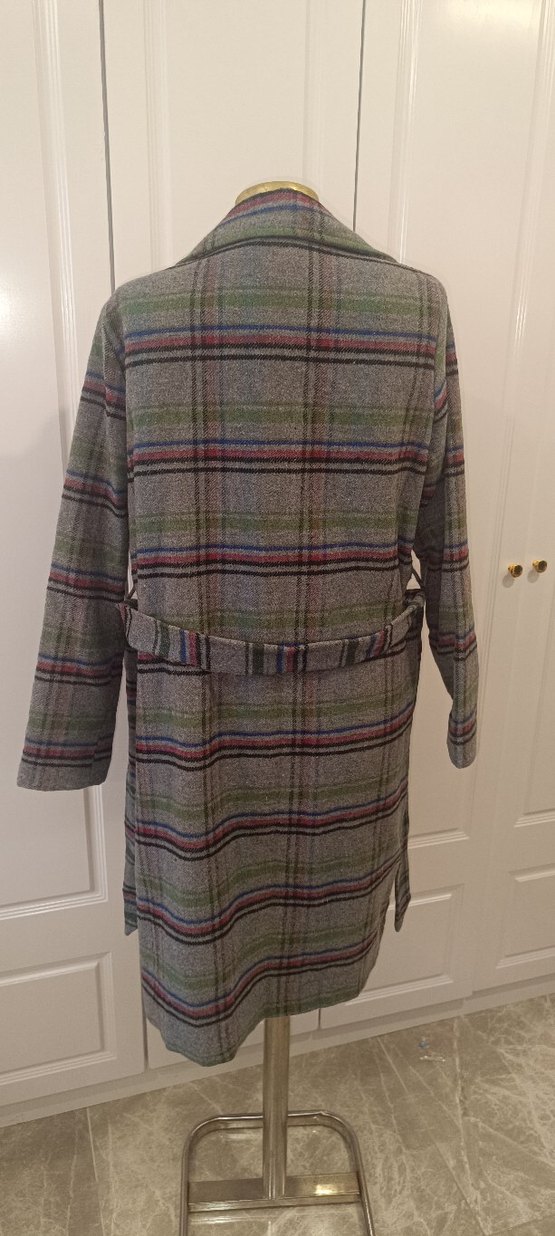 Gri Kuşaklı Yün Kadın Kaban - Görsel 5